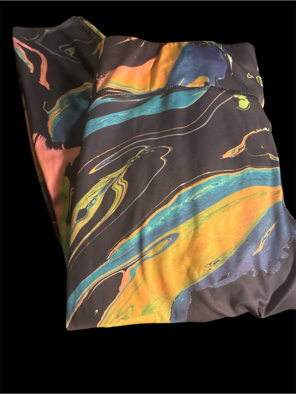 Nike One Luxe Dri-FIT 7/8 Leggings Plus Size 2X Neon Aurora Marble Swirl - Picture 7 of 8